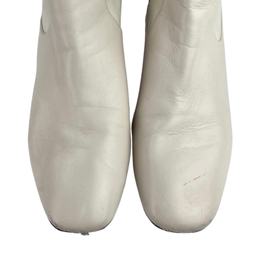 Coach Nala Chalk White Leather Zip Up Block Heel Western Ankle Boots Booties 10 - Picture 6 of 7